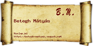 Betegh Mátyás névjegykártya